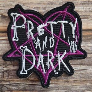 Pretty And Dark Heart Pentagram Gothic Occult Witch Star Iron On Patch